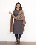 Dark Blue Self Design Jacquard Cotton Kurta