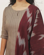 Beige Pintuck Solid Kurta
