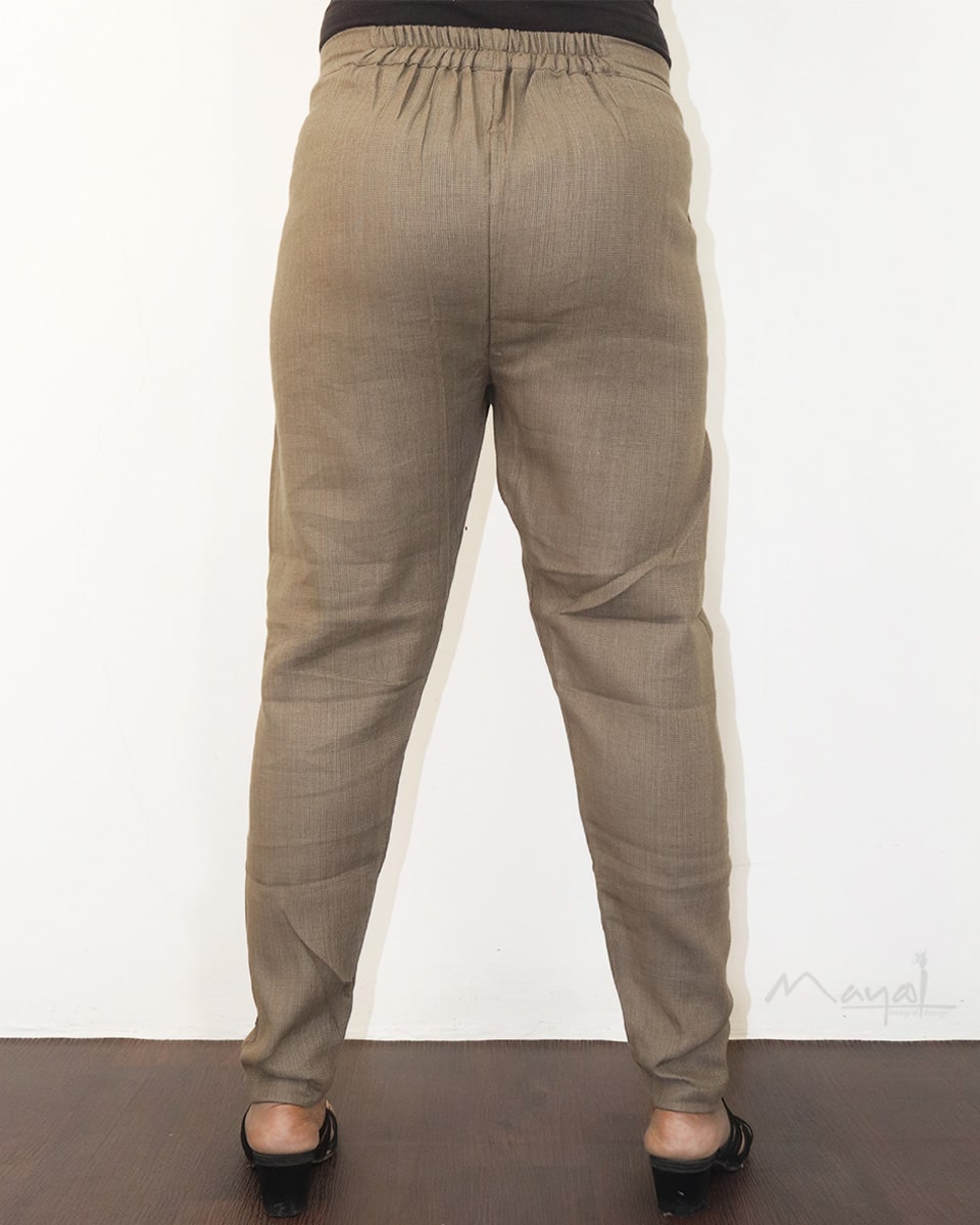 Beige Cotton Formal Fit Pant