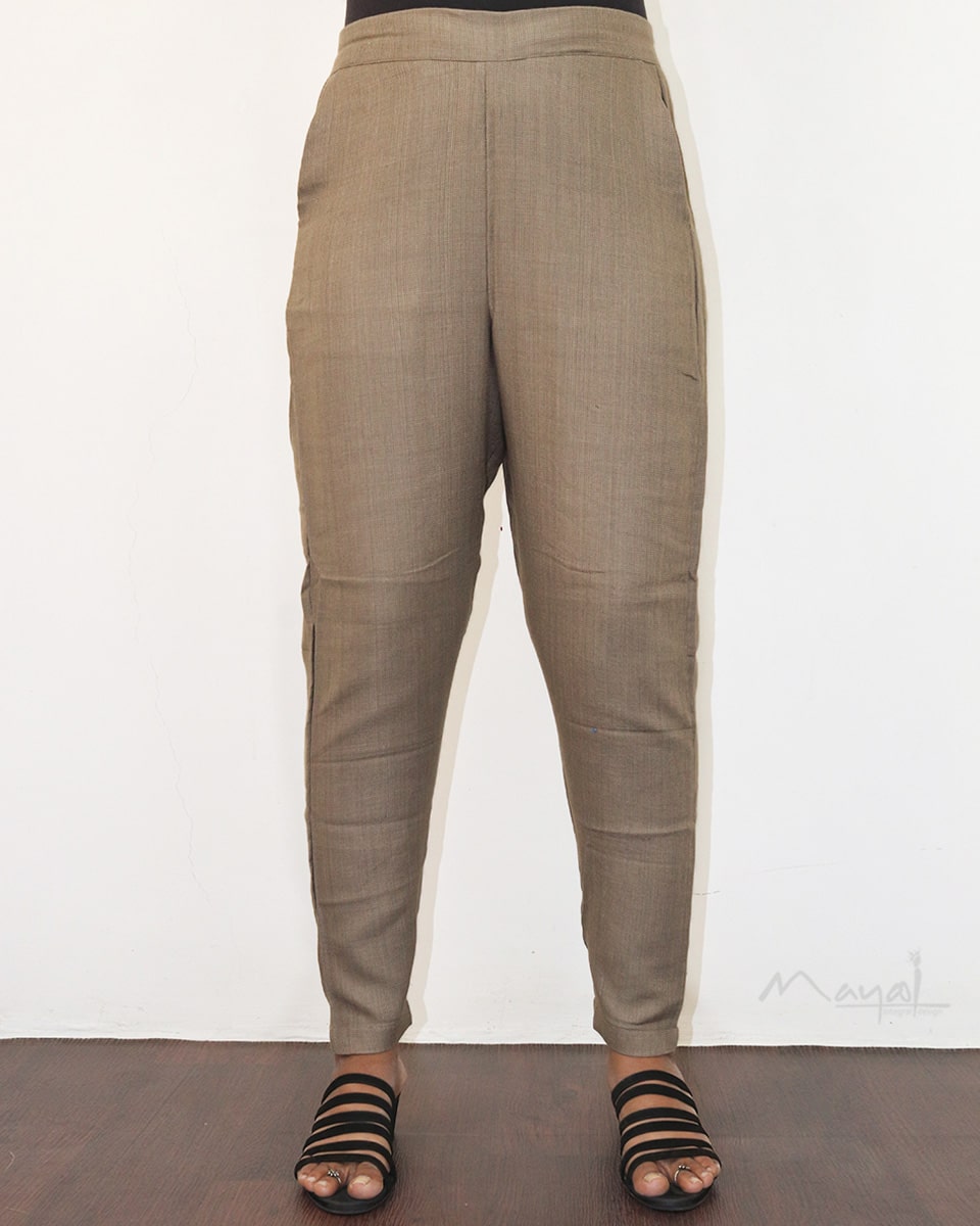 Beige Cotton Formal Fit Pant