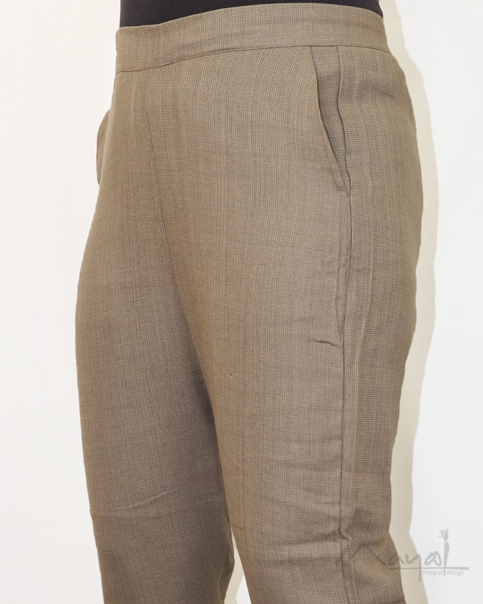 Beige Cotton Formal Fit Pant