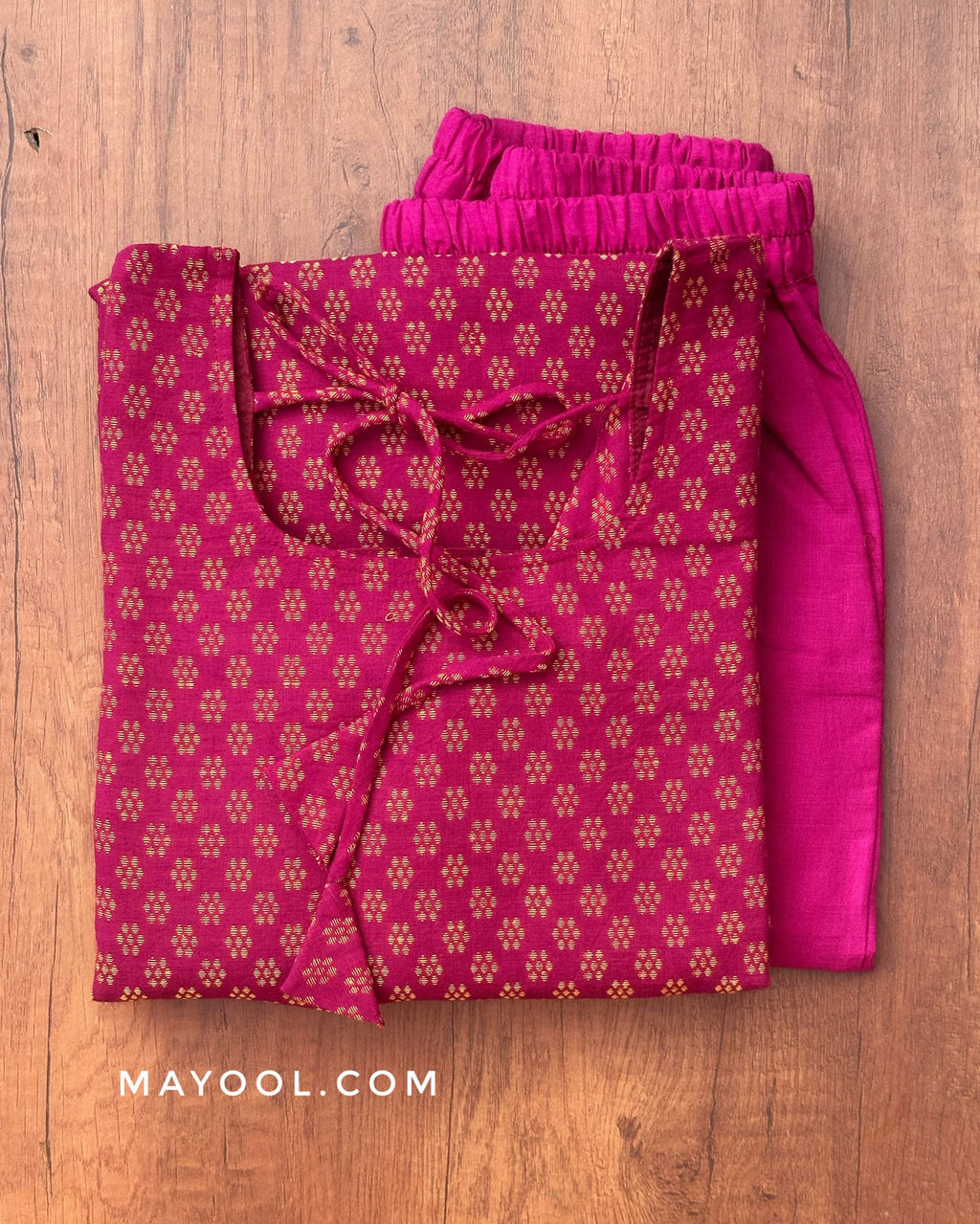 Berry Pink Jacquard Cotton Kurta