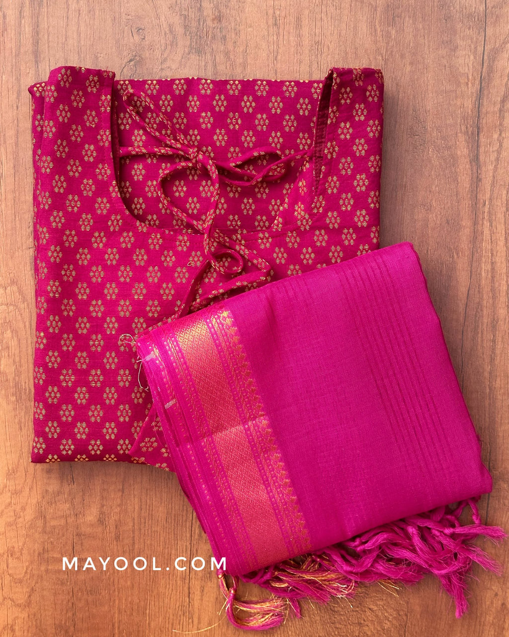 Berry Pink Jacquard Cotton Kurta