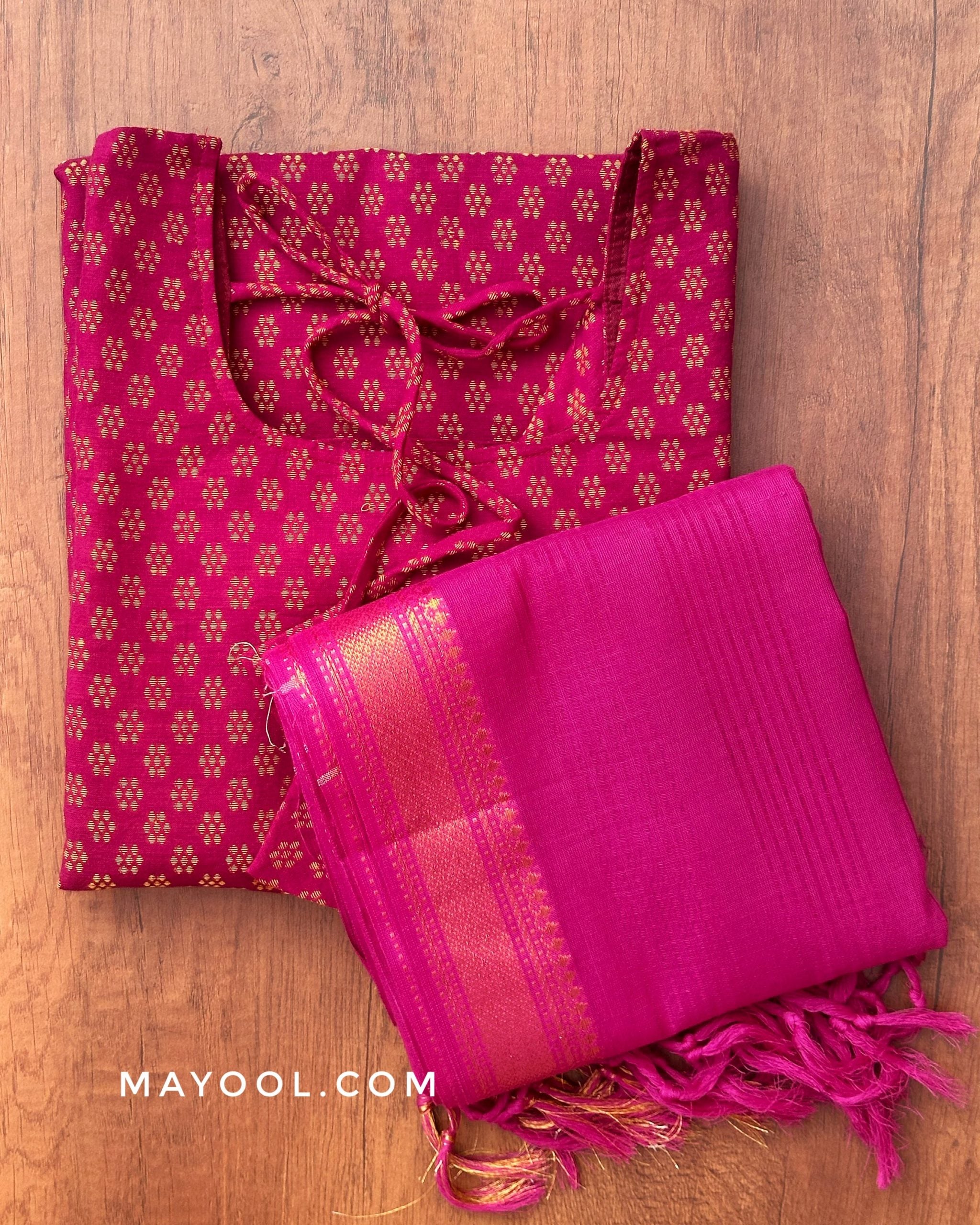 Berry Pink Jacquard Cotton Kurta
