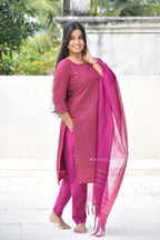 Berry Pink Jacquard Cotton Kurta