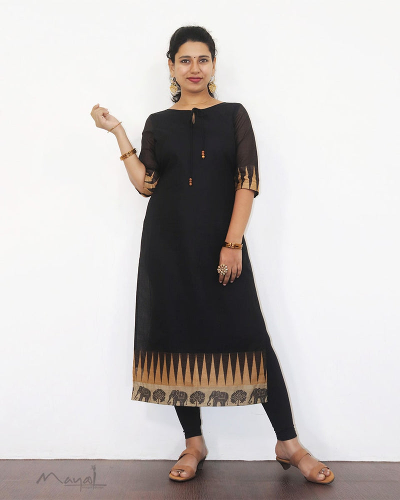 Black Traditional Cotton Kurta