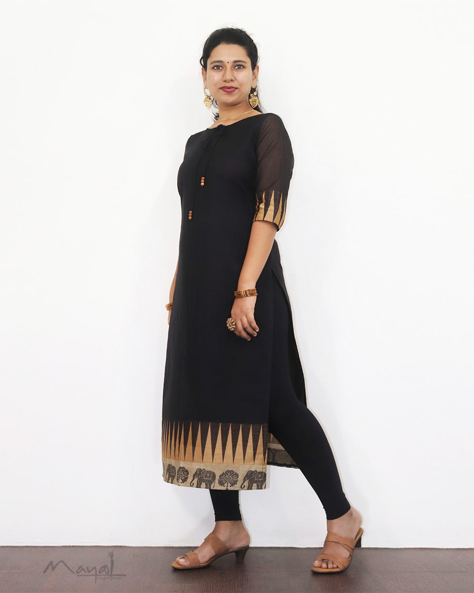 Black Traditional Cotton Kurta