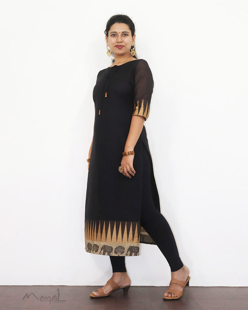 Black Traditional Cotton Kurta