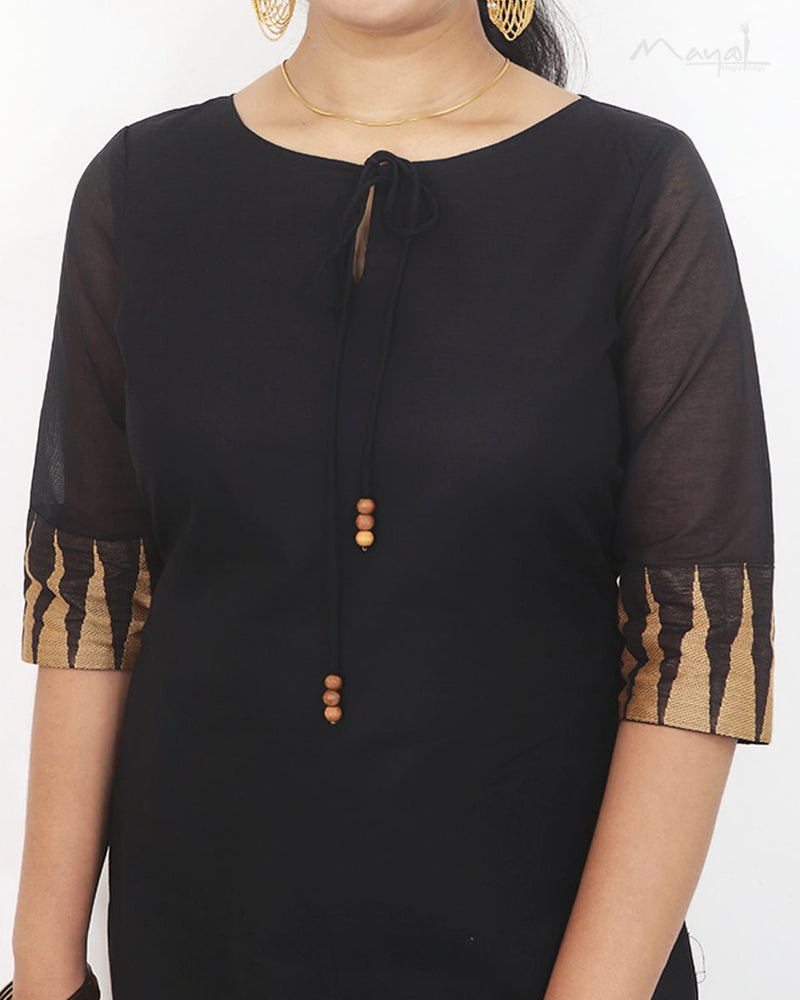 Black Traditional Cotton Kurta