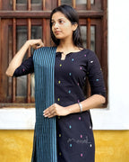 Black Multicolour Cotton Kurta