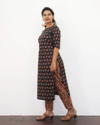 Black Printed Cotton Kurta