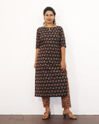 Black Printed Cotton Kurta