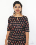 Black Printed Cotton Kurta