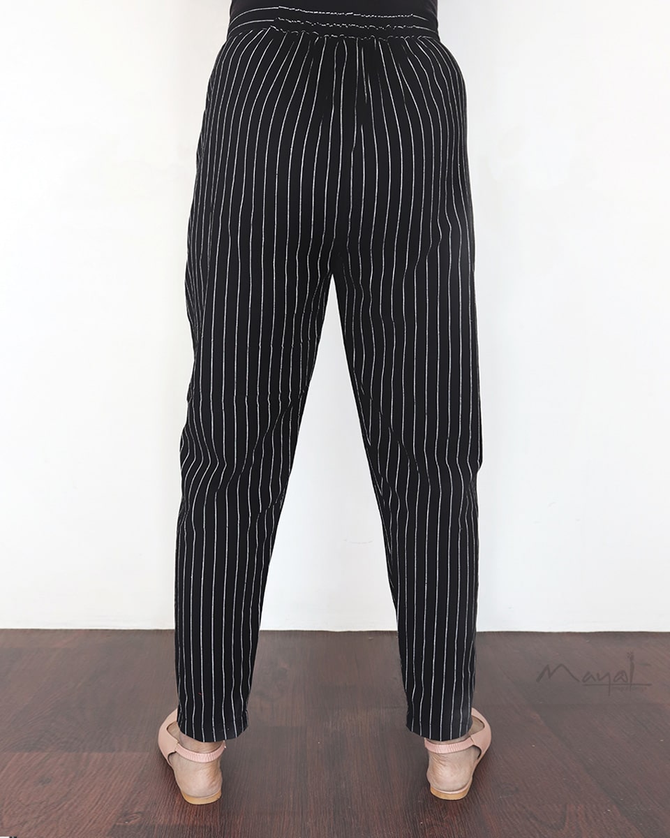 Black Stripe Cotton Formal Fit Pant