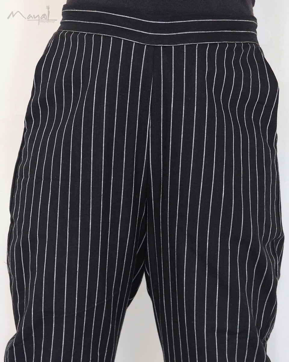 Black Stripe Cotton Formal Fit Pant