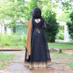 Black Chettinad Cotton Full Gown With Dupatta