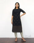 Black Polka Dot Cotton Kurta