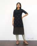 Black Polka Dot Cotton Kurta