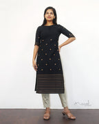 Black Polka Dot Cotton Kurta