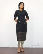 Black Polka Dot Cotton Kurta