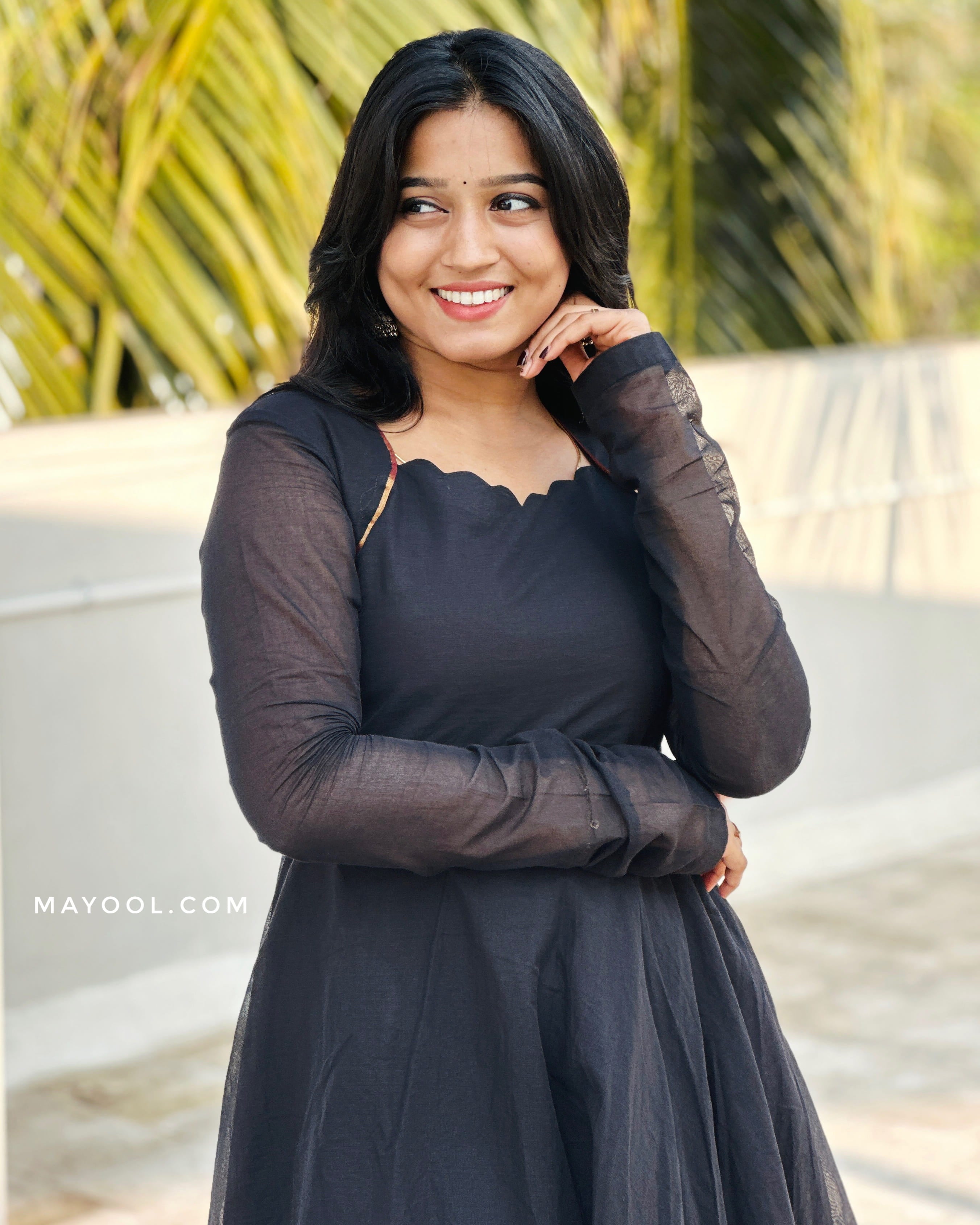 Black Chettinad Cotton Anarkali Dresses