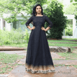 Black Chettinad Cotton Full Gown