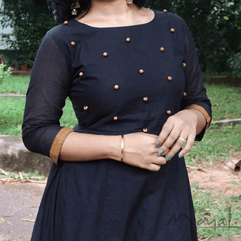 Black Chettinad Cotton Full Gown