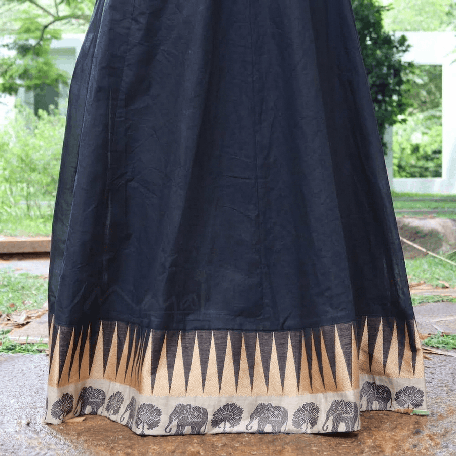 Black Chettinad Cotton Full Gown
