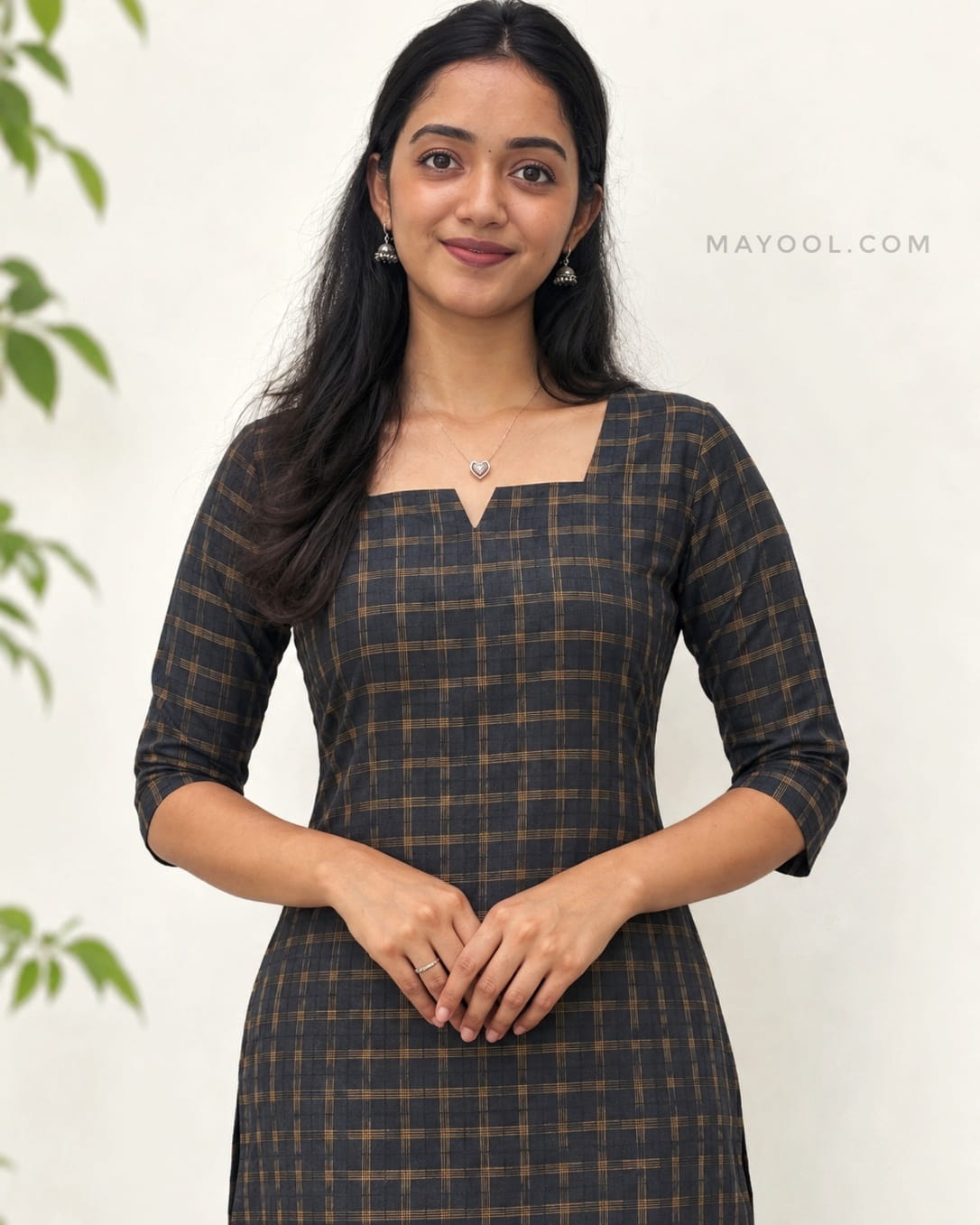 Black Jari Checks Cotton Kurta