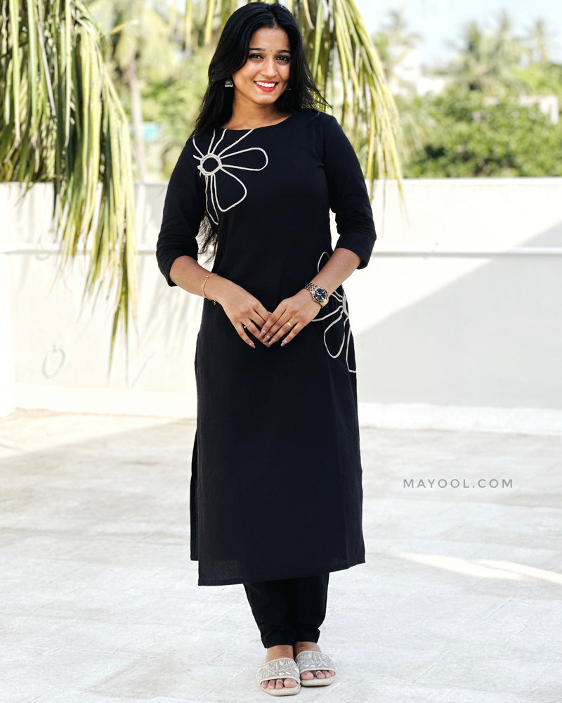 Black Thread Tale Cotton Kurta