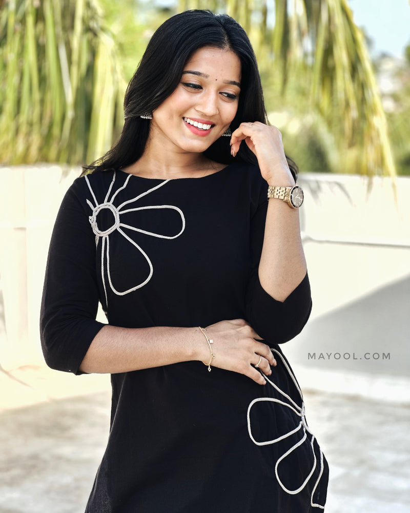 Black Thread Tale Cotton Kurta