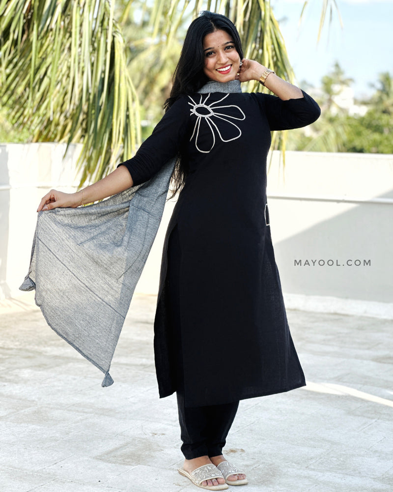 Black Thread Tale Cotton Kurta