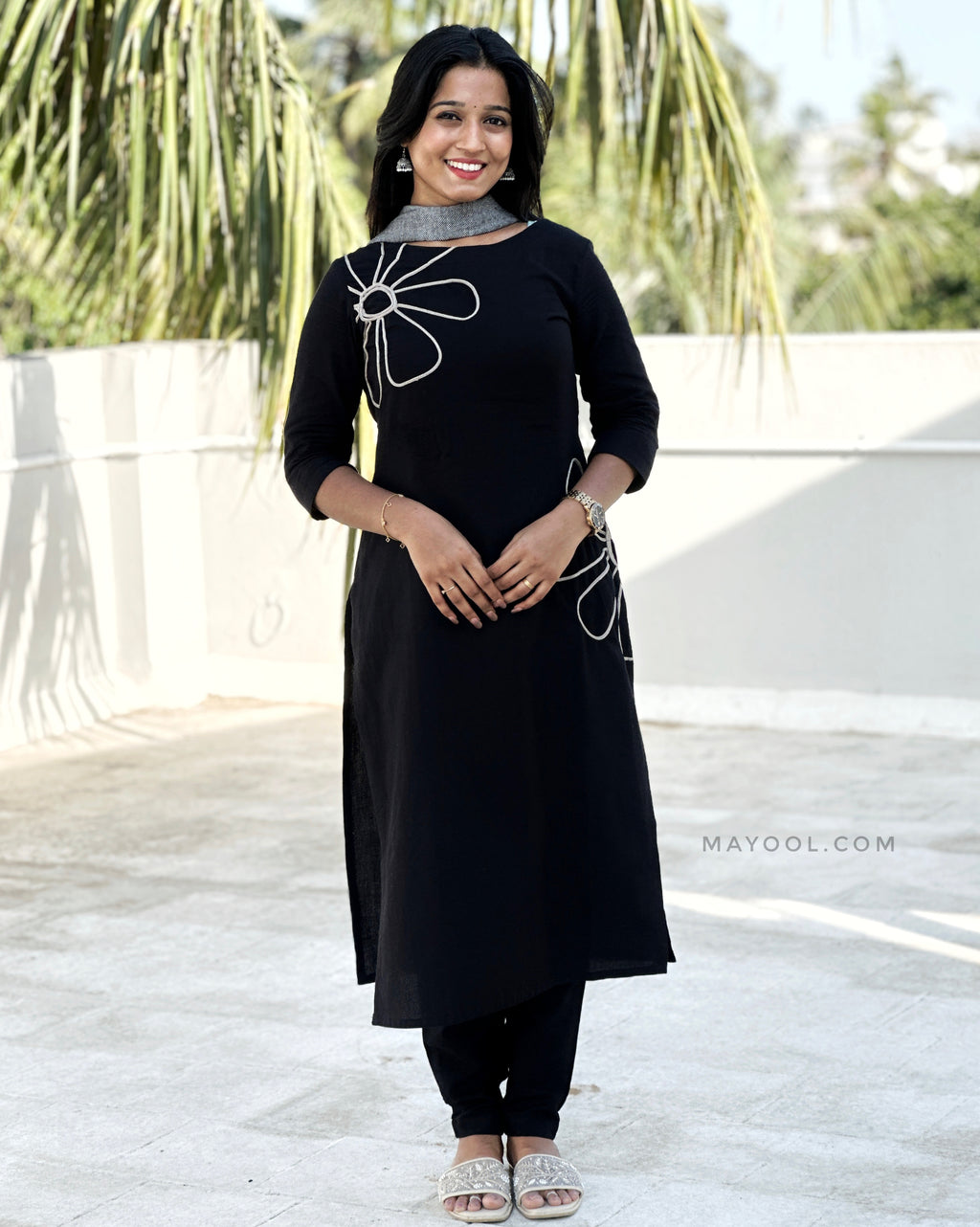 Black Thread Tale Cotton Kurta