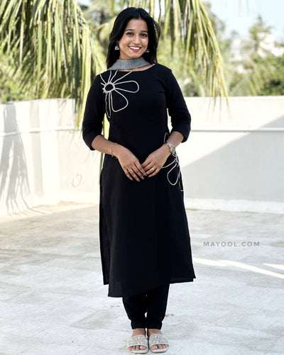 Black Thread Tale Cotton Kurta