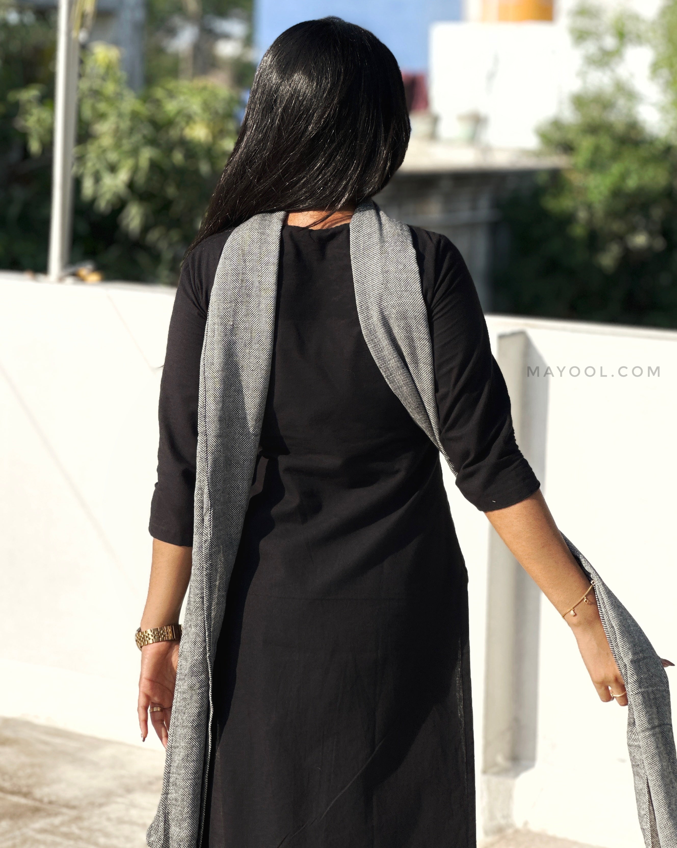 Black Thread Tale Cotton Kurta