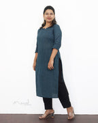 Blue Black Stripe Cotton Kurta