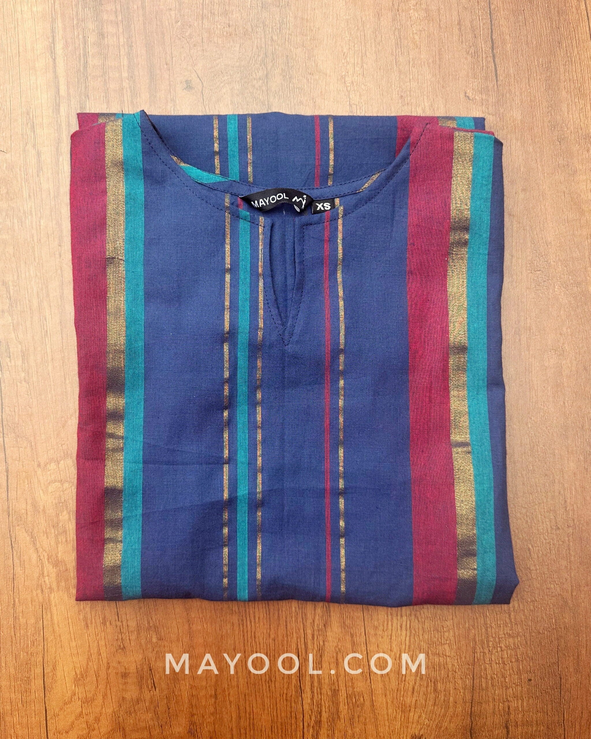 Blue Jari Stripe Cotton Kurta