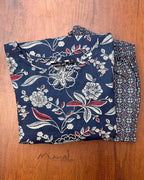 Classic Blue Printed Cotton Kurta