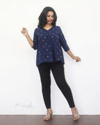 Blue Multicolour Alia Cut Peplum Top