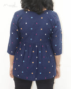 Blue Multicolour Alia Cut Peplum Top