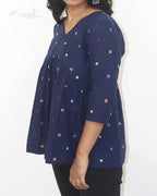 Blue Multicolour Alia Cut Peplum Top