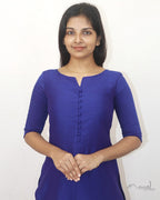 Blue Solid Silk Cotton Kurta
