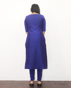Blue Solid Silk Cotton Kurta