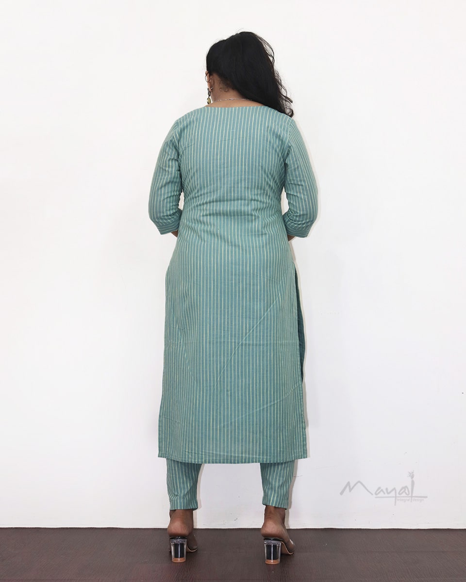 Powder Blue Stripe Cotton Kurta