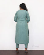 Powder Blue Stripe Cotton Kurta