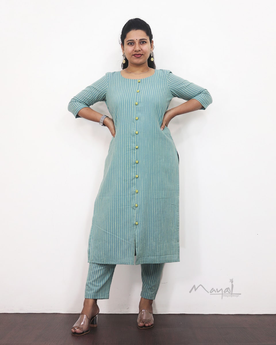 Powder Blue Stripe Cotton Kurta