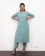 Powder Blue Stripe Cotton Kurta