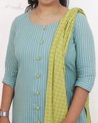 Powder Blue Stripe Cotton Kurta