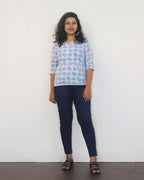 Blue Batik Cotton Short Top