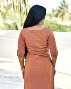 Bole Brown Thread Tale Cotton Kurta